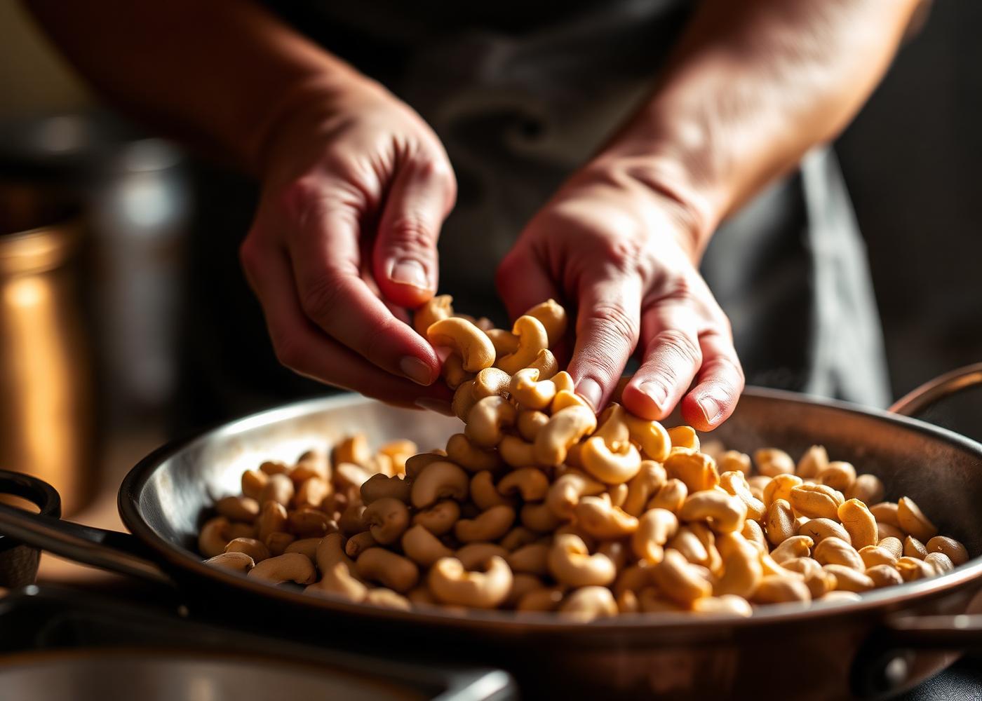 Torréfaction artisanale des amandes de cajou en atelier